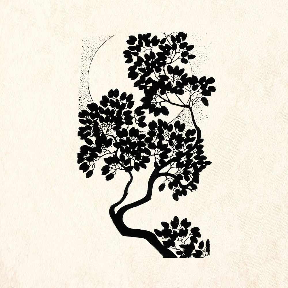 StampaFe Bonsai with Moon Botanical Rubber Art Stamp