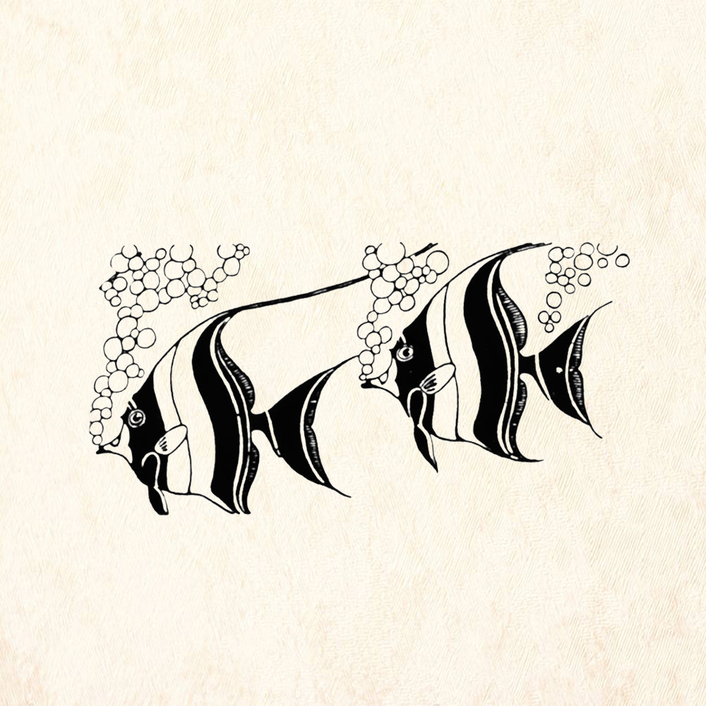 StampaFe Angel Fish Mixed Media Rubber Art Stamp