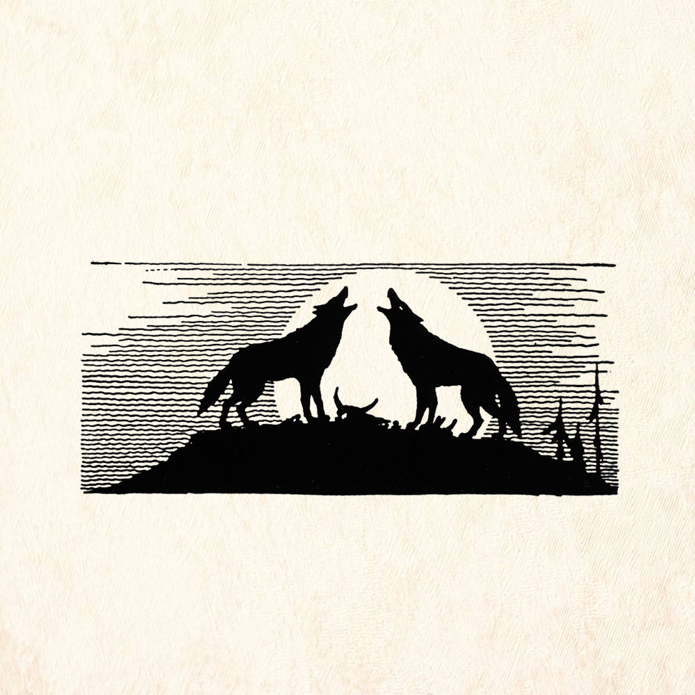 StampaFe Moonlight Sonata Wolves Mixed Media Rubber Art Stamp