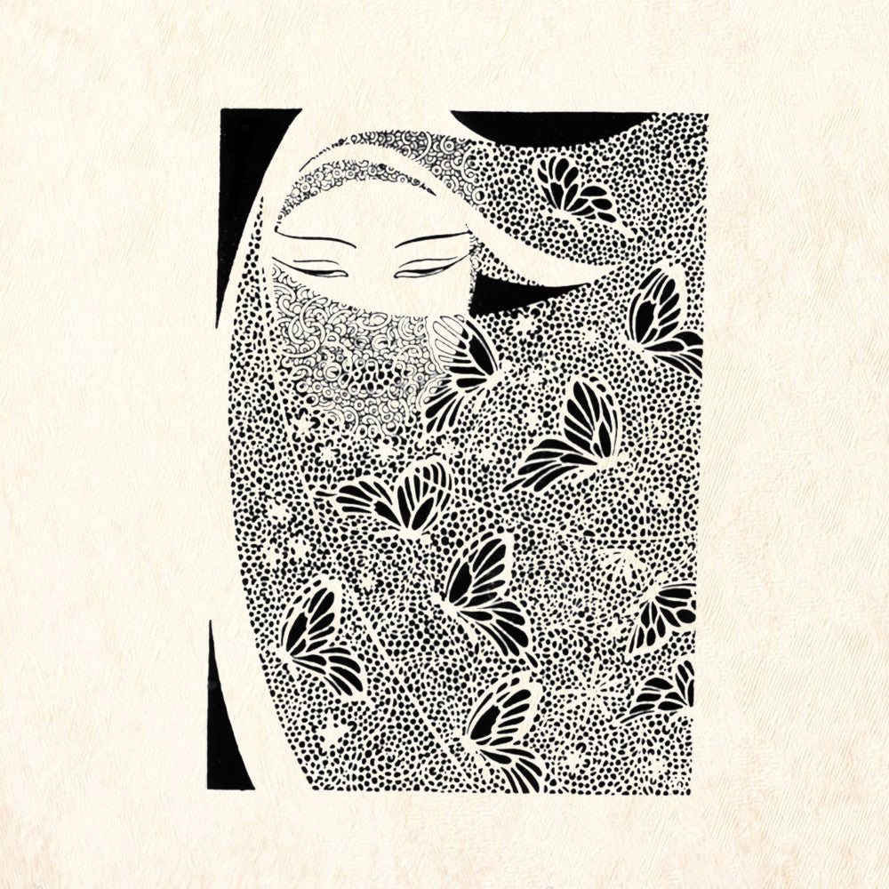 StampaFe Butterfly Veil Floral Rubber Art Stamp