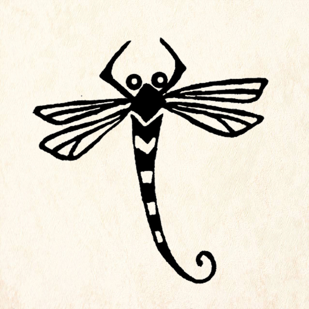 StampaFe Dragonfly Carved Botanical Rubber Art Stamp