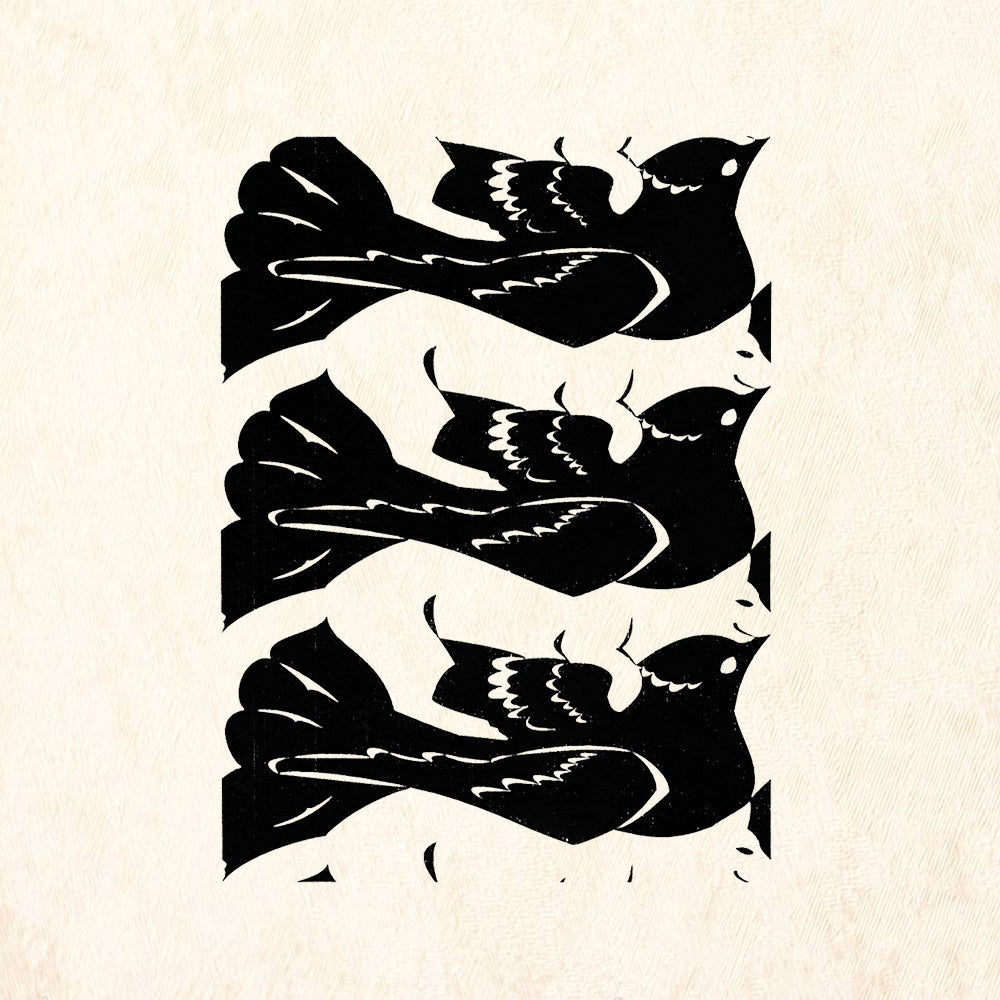 StampaFe Black Bird White Cat Small Mixed Media Rubber Art Stamp