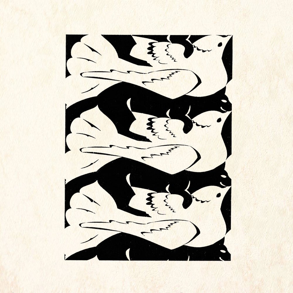 StampaFe White Bird Black Cat Small Mixed Media Rubber Art Stamp