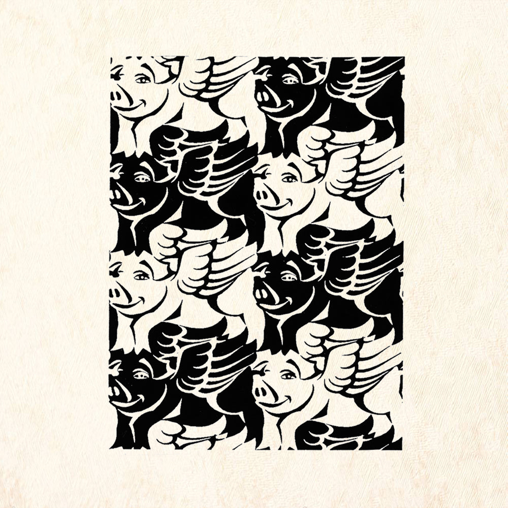 StampaFe Flying Pigs Large Mixed Media Rubber Art Stamp