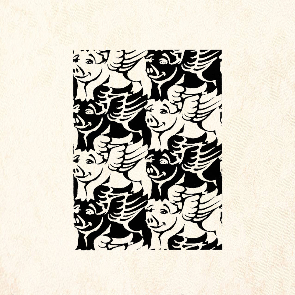 StampaFe Flying Pigs Small Mixed Media Rubber Art Stamp