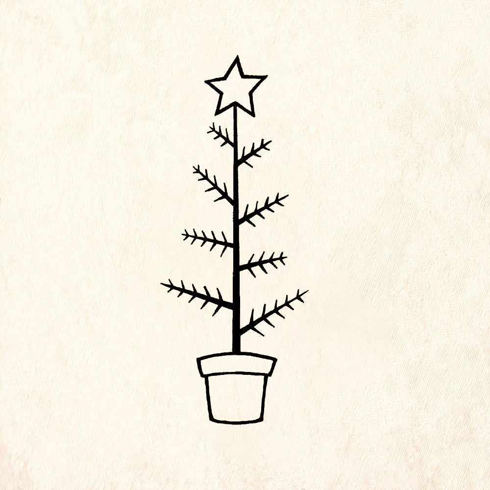 StampaFe Charlie Brown Tree Holiday Rubber Art Stamp