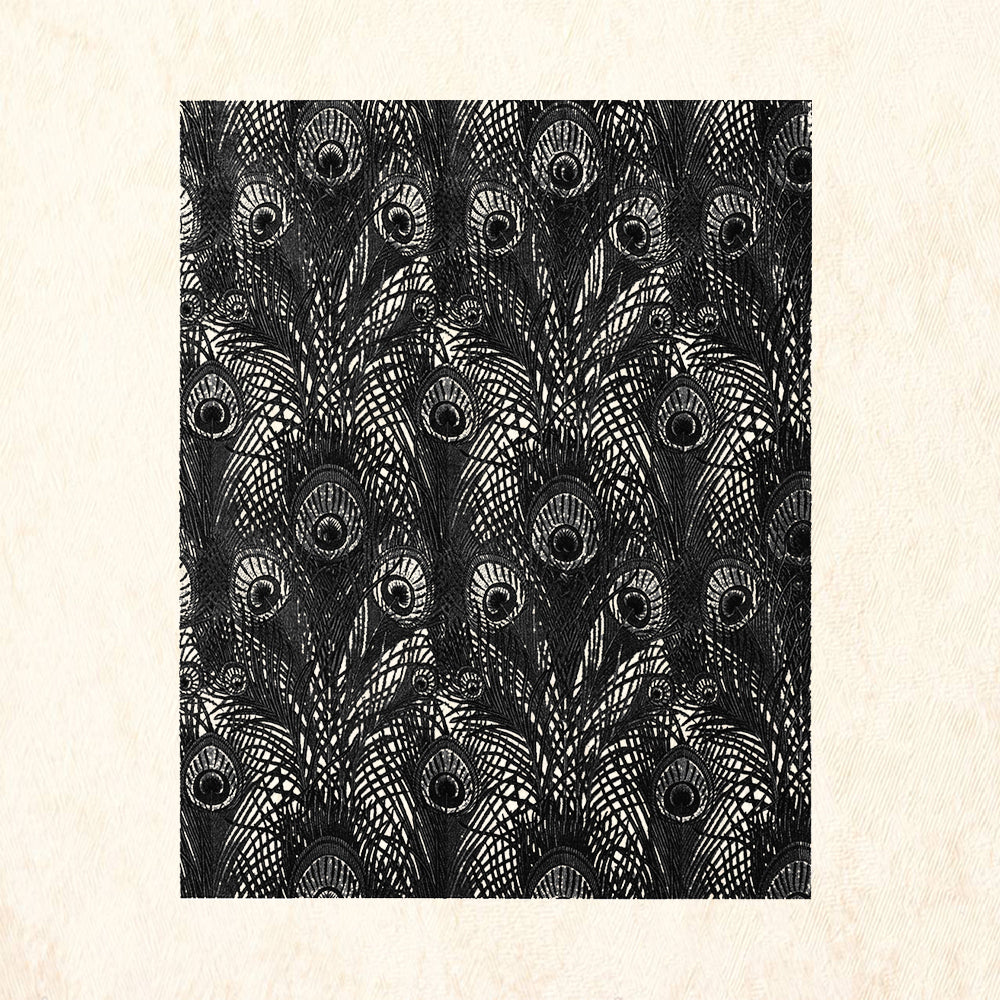 StampaFe Repeating Peacock Feather Mixed Media Rubber Art Stamp