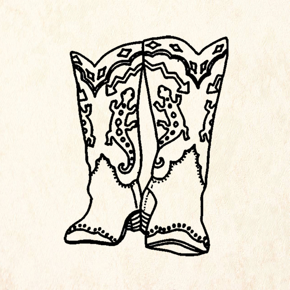 StampaFe Lizard Boots Western Rubber Art Stamp