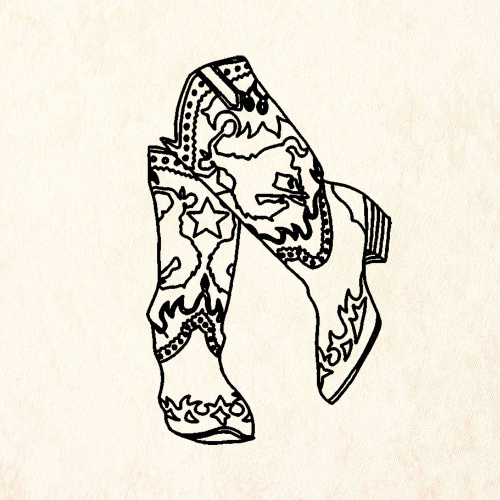 StampaFe Buckaroo Boots Western Rubber Art Stamp