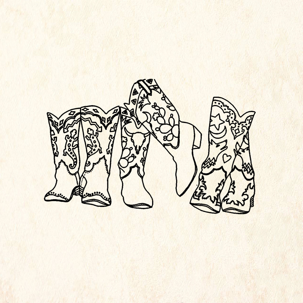 StampaFe Southwest Boots Western Set Rubber Art Stamp