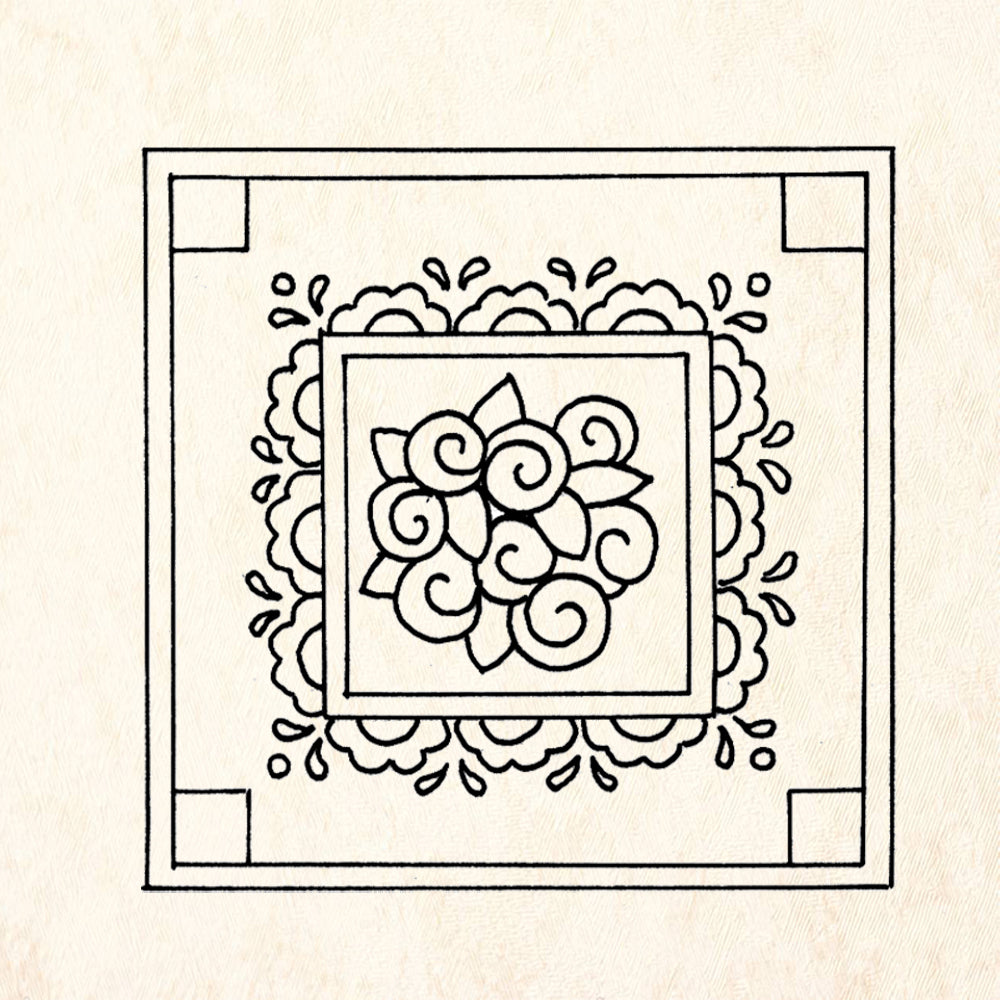 StampaFe Rose Tile Botanical Rubber Art Stamp