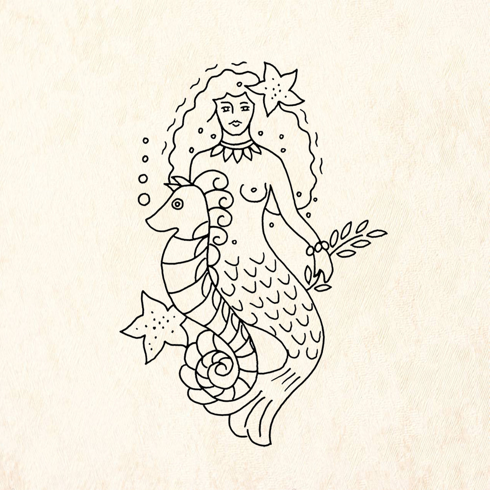 StampaFe Mermaid Mixed Media Rubber Art Stamp