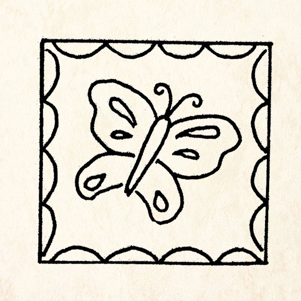 StampaFe Butterfly square Rubber Art Stamp