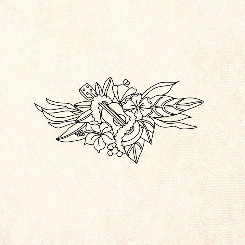 StampaFe Hawaiian guitar Tropical Rubber Art Stamp