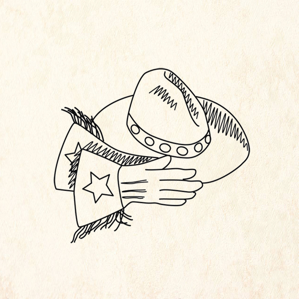 StampaFe Cowboy hat and gloves Western Rubber Art Stamp