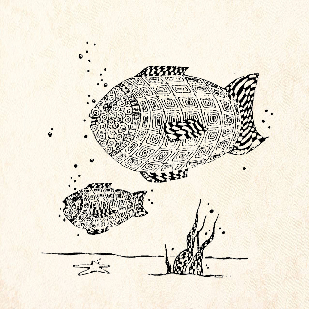 StampaFe Two Fish Mixed Media Rubber Art Stamp