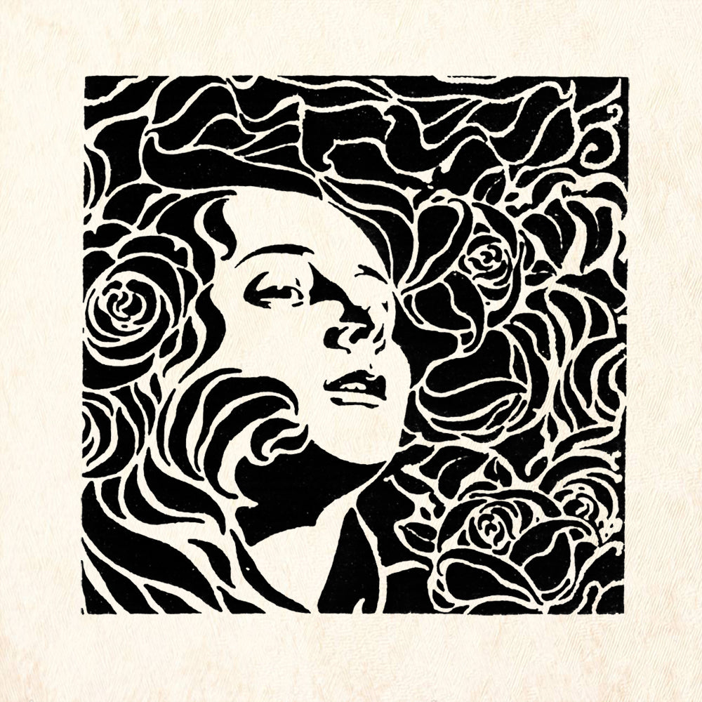 StampaFe Lila Art Nouveau Floral Rubber Art Stamp