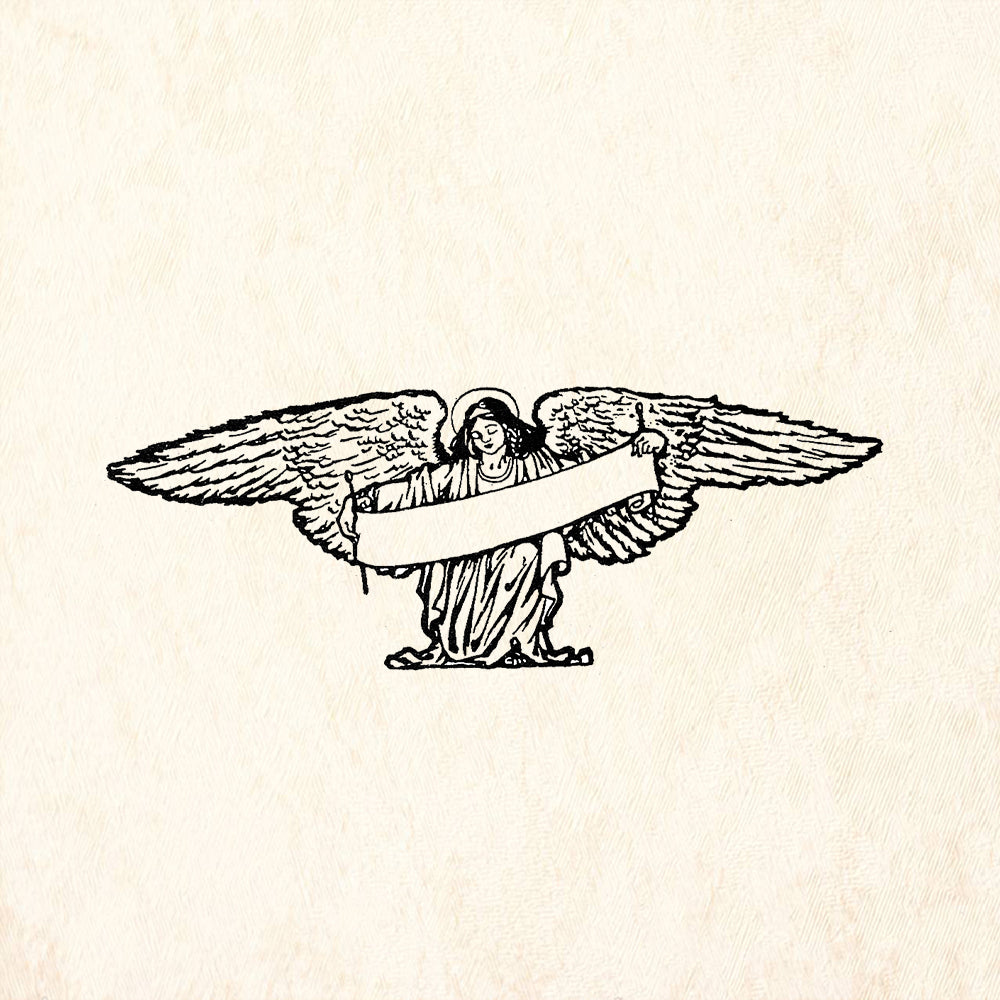 StampaFe Angel with Banner large Vintage Rubber Art Stamp