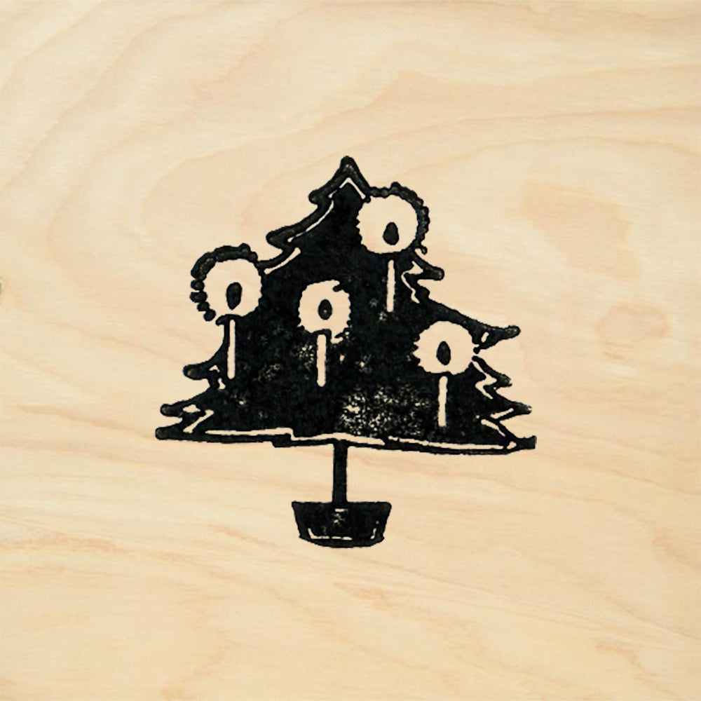 StampaFe Tiny Christmas Tree with Candles Holiday Rubber Art Stamp