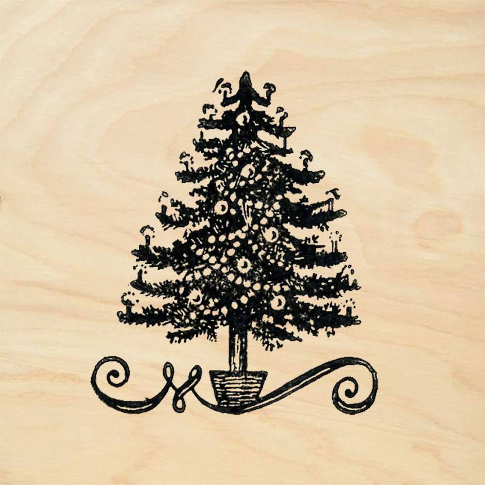 StampaFe Christmas Tree with Flourish Holiday Rubber Art Stamp
