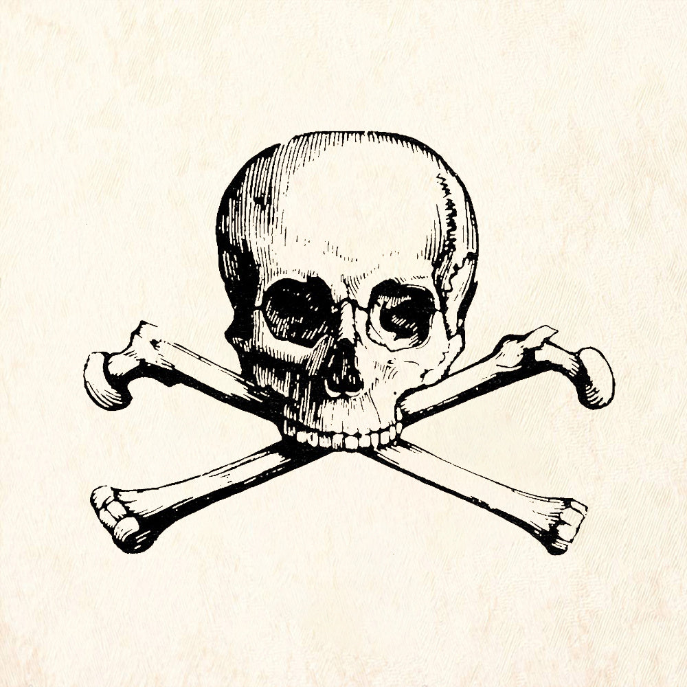 StampaFe Skull and Crossbones Gothic Rubber Art Stamp
