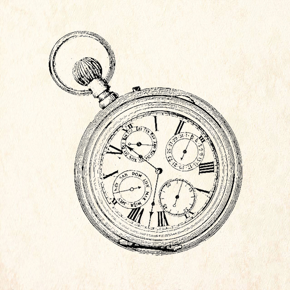 StampaFe Vintage Timepiece Rubber Art Stamp