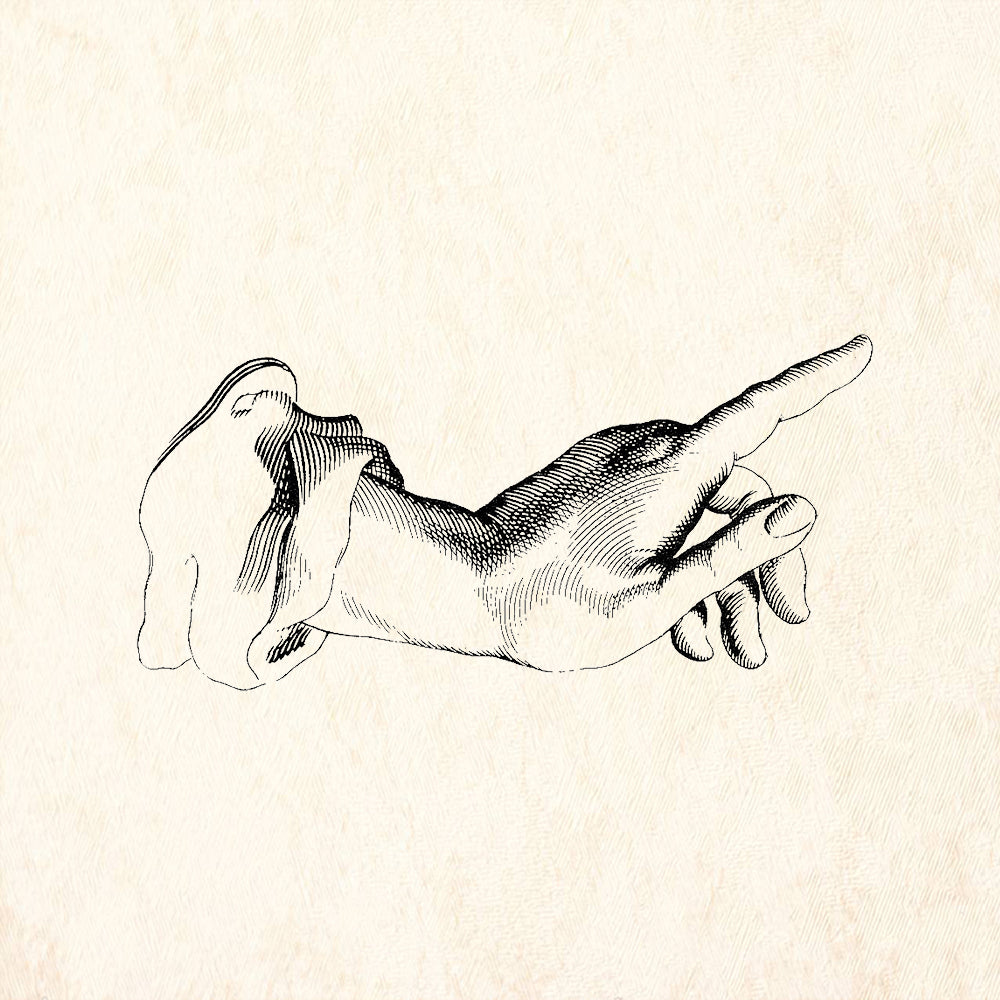 StampaFe Finger Points Right Pointing Hand Rubber Art Stamp