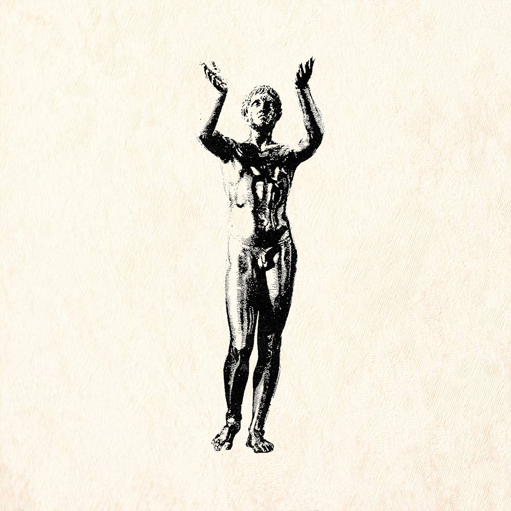 StampaFe Bronze Boy Classical Figure Arms Raised Rubber Art Stamp