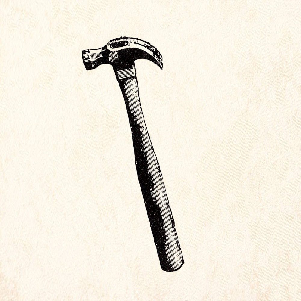 StampaFe Vintage Claw Hammer Tool Rubber Art Stamp