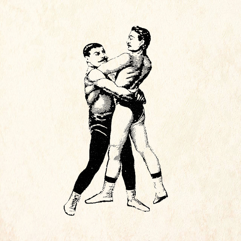 StampaFe Two to Tango Wrestlers Grappling Figures Rubber Art Stamp