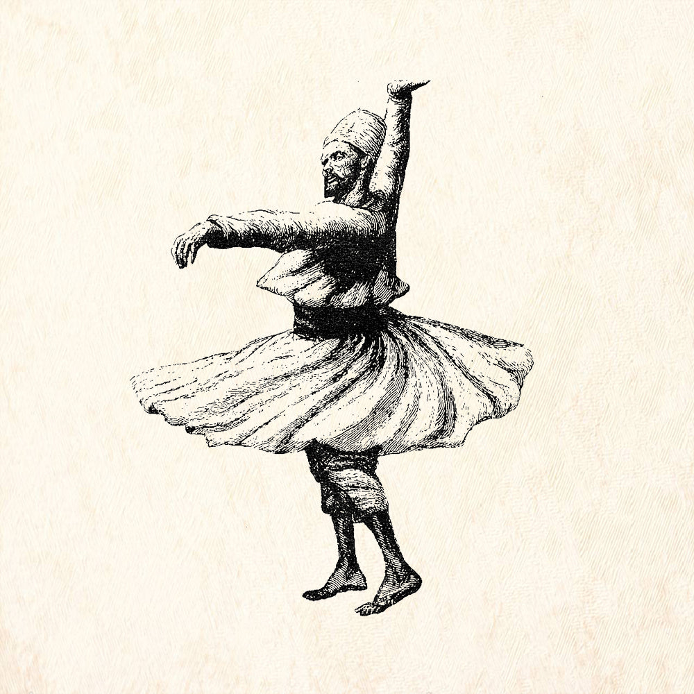 StampaFe Whirling Dervish Sufi Dancer Spinning Rubber Art Stamp