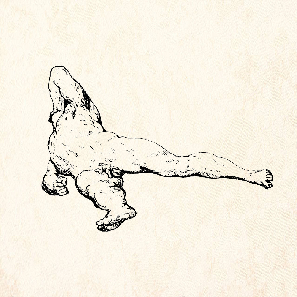 StampaFe Groan Man Reclining Nude Male Figure Rubber Art Stamp