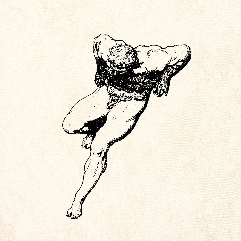 StampaFe Heave Man Powerful Straining Figure Rubber Art Stamp