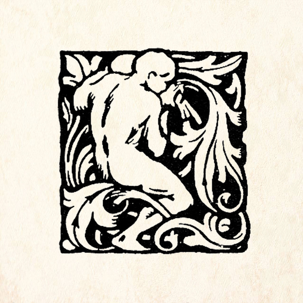 StampaFe Art Nouveau Tile Right Figure Foliage Rubber Art Stamp