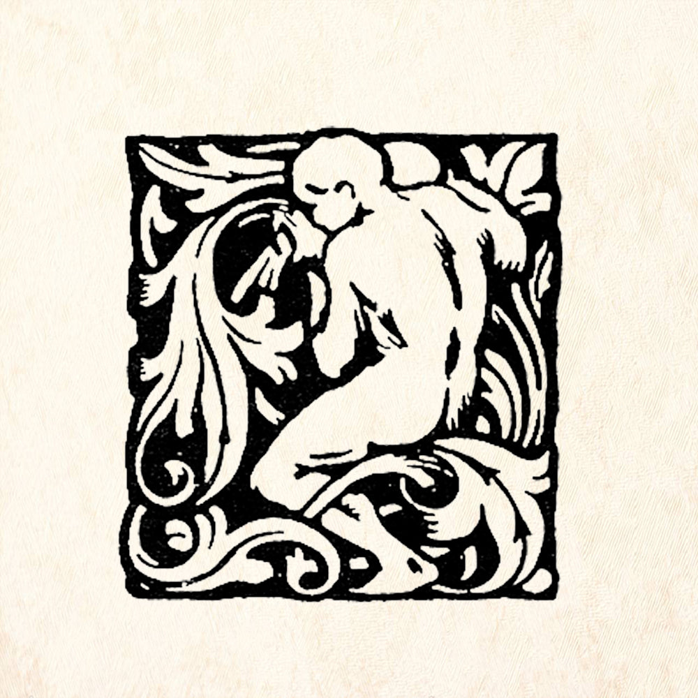 StampaFe Art Nouveau Tile Left Figure Foliage Rubber Art Stamp