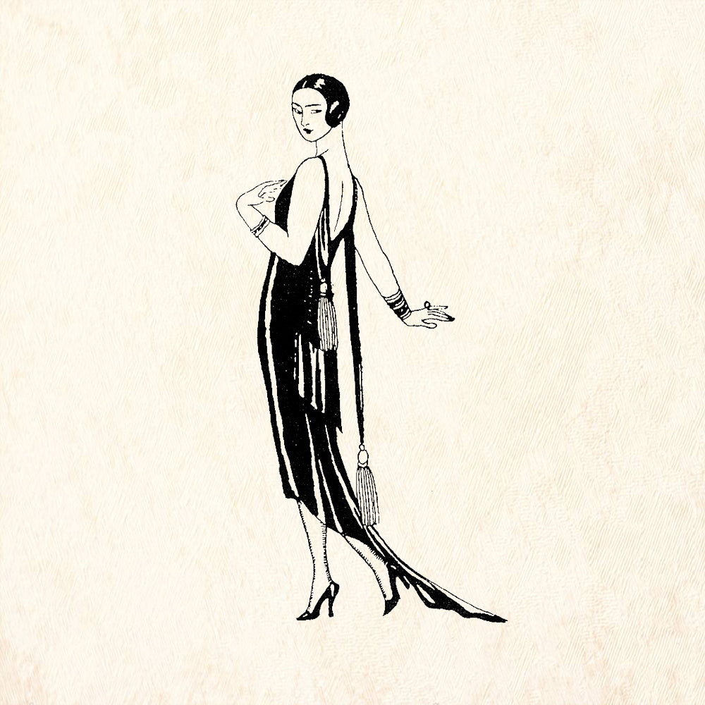 StampaFe Chloe 1920s Fashion Figure Backless Dress Rubber Art Stamp