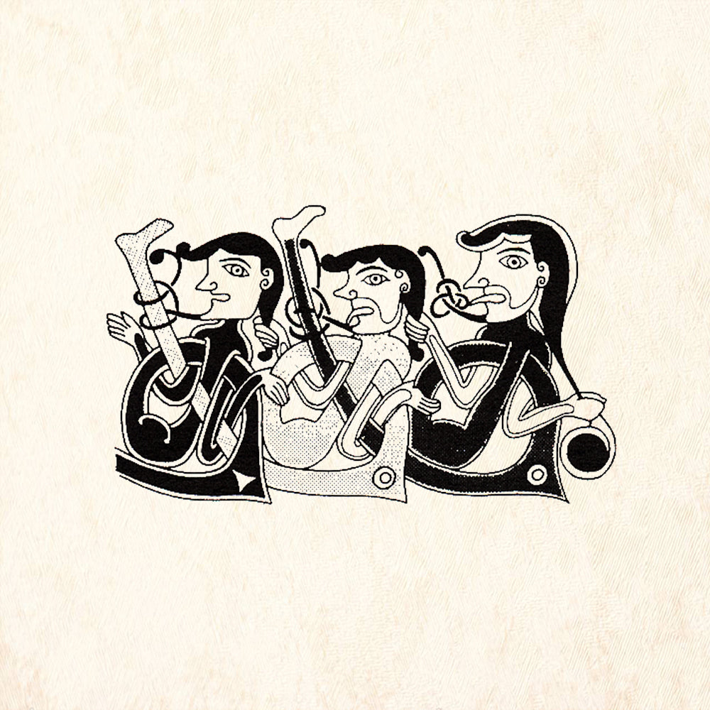 StampaFe Legs Up Celtic Border Dancing Figures Rubber Art Stamp