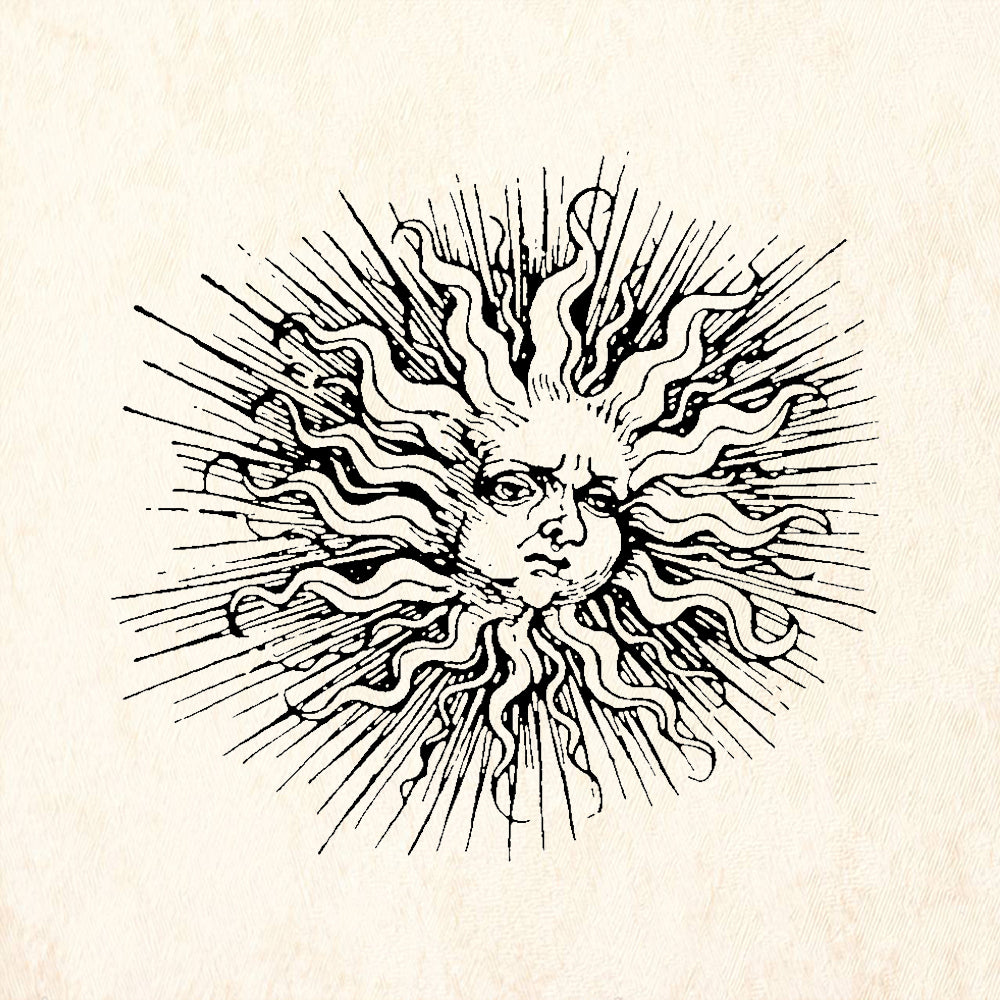 StampaFe Bristling Sun Face Spiky Rays Rubber Art Stamp