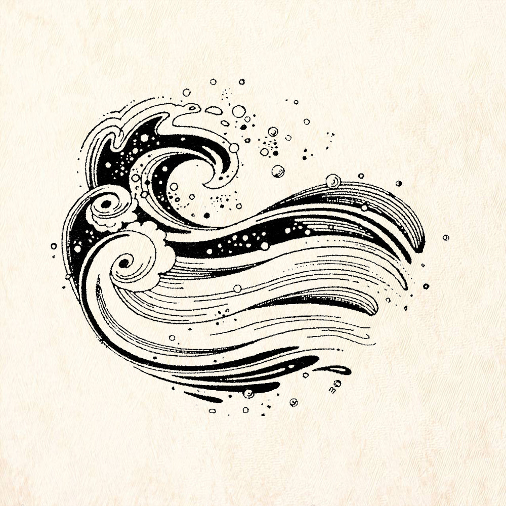 StampaFe Big Wave Dramatic Ocean Swirl Rubber Art Stamp