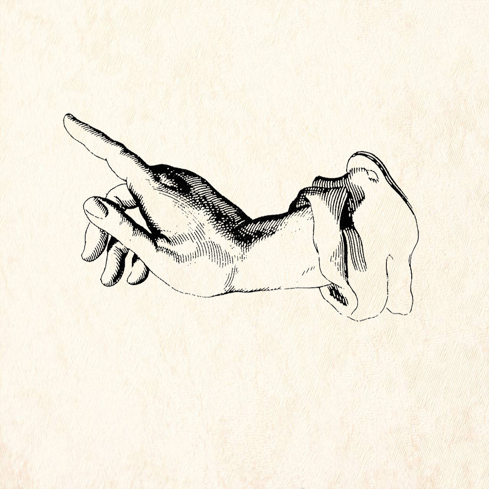 StampaFe Finger Points Left Pointing Hand Rubber Art Stamp