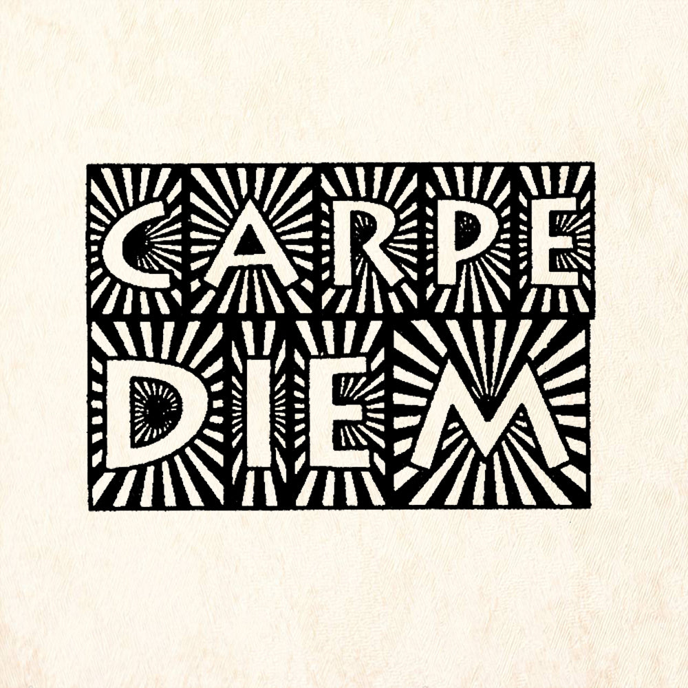 StampaFe Carpe Diem Radial Sunburst Latin Phrase Rubber Art Stamp