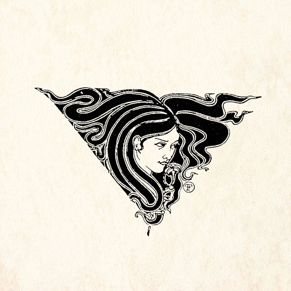StampaFe Triangle Hair Art Nouveau Woman Face Rubber Art Stamp