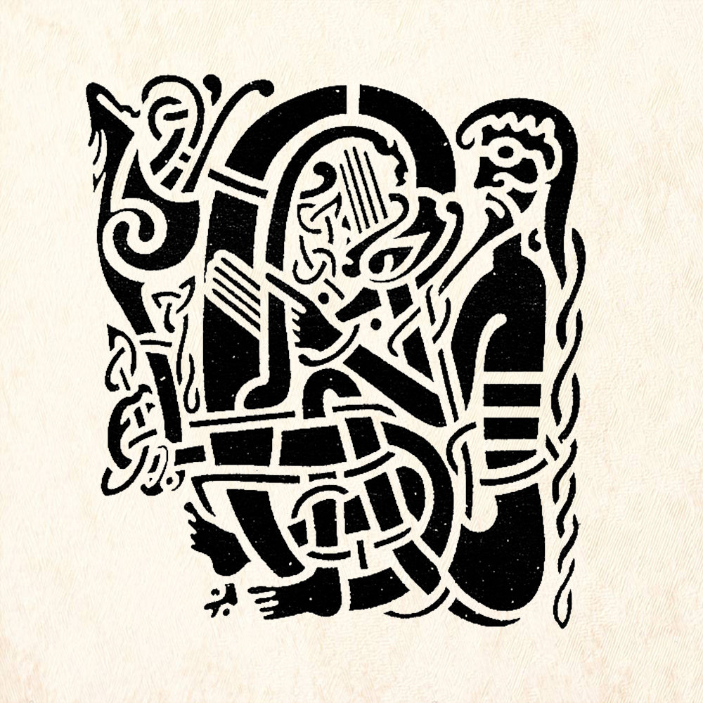 StampaFe Celtic Harp Player Interlaced Figure Rubber Art Stamp