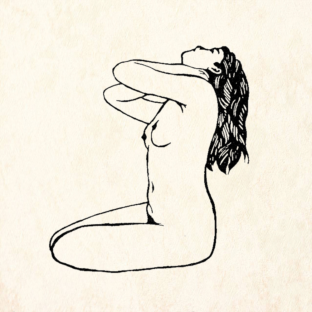 StampaFe Eve Kneeling Female Nude Figure Rubber Art Stamp