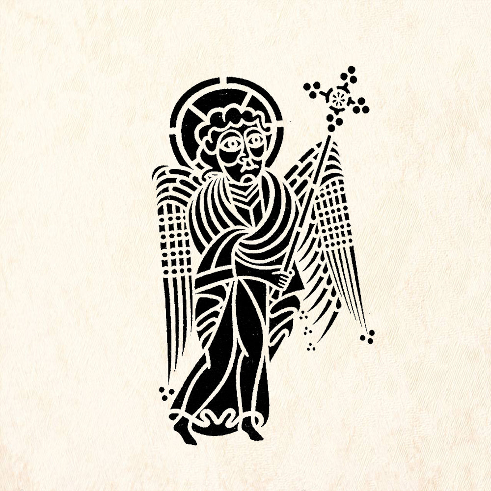 StampaFe Celtic Angel with Cross Winged Figure Rubber Art Stamp