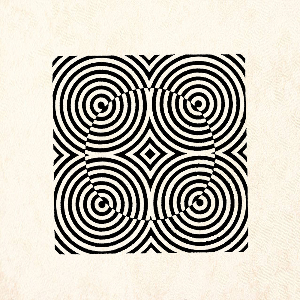 StampaFe Squared Circles Concentric Op Art Rubber Art Stamp