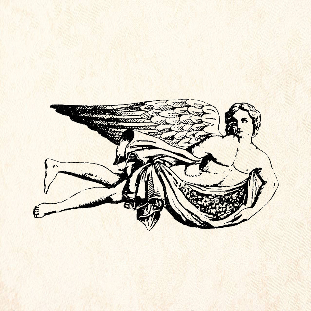 StampaFe Draped Angel Flying Cherub Putto Rubber Art Stamp