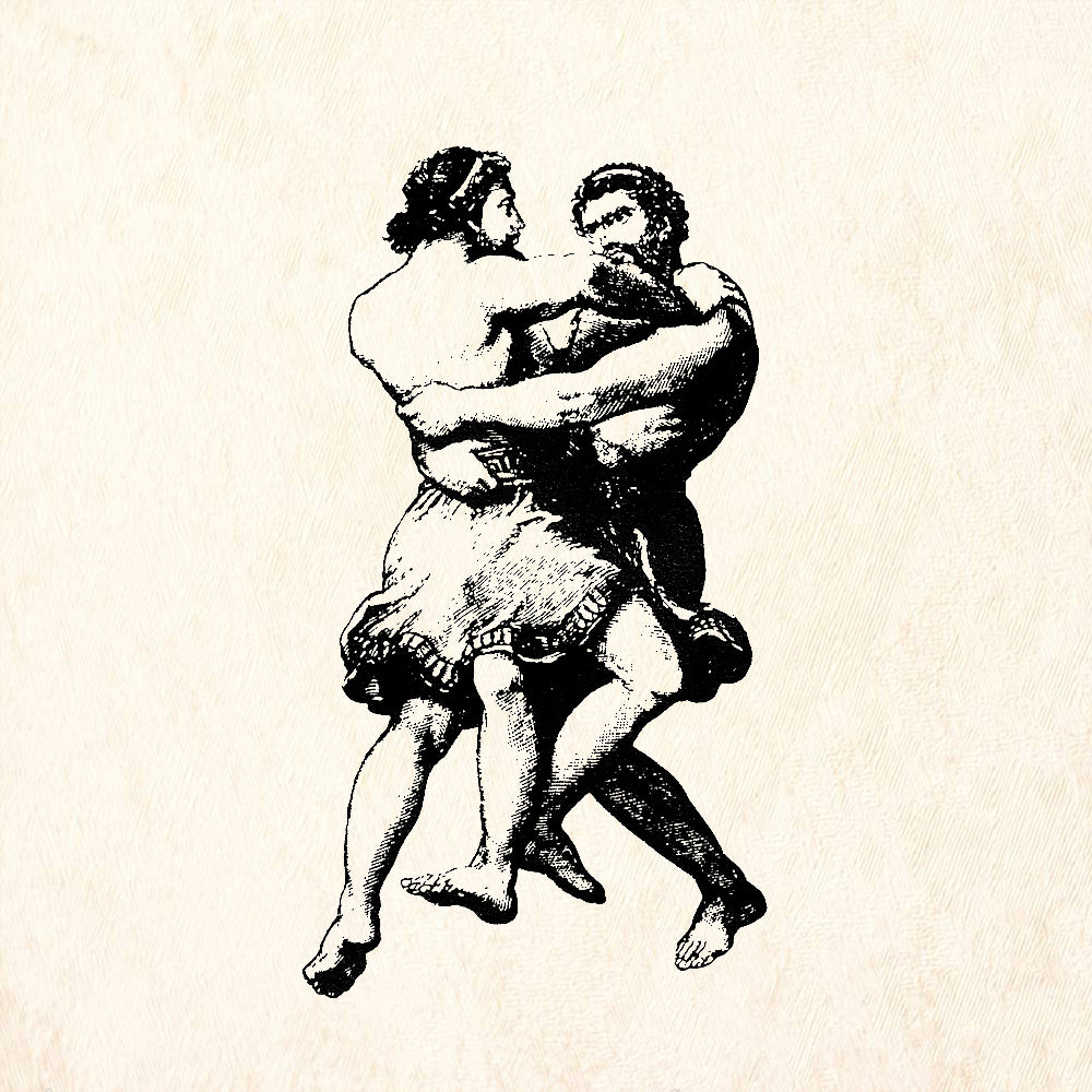 StampaFe My Turn to Lead Wrestling Dancing Figures Rubber Art Stamp