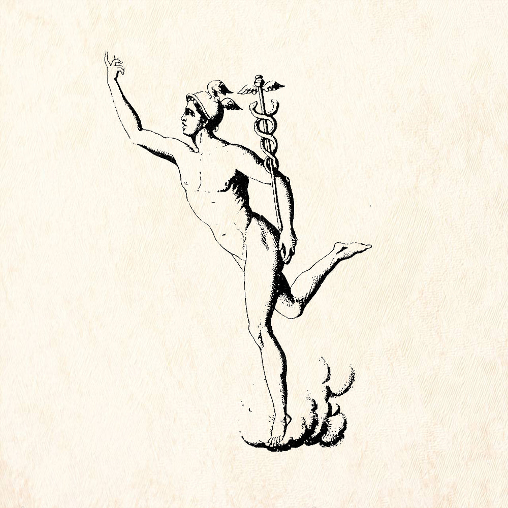 StampaFe Mercury Hermes Classical Deity Caduceus Rubber Art Stamp