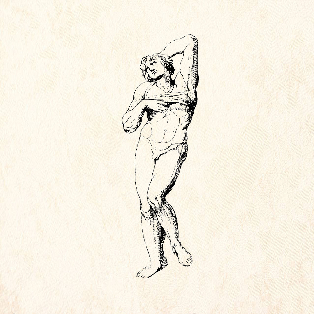 StampaFe Zing Man Nude Male Stretching Figure Rubber Art Stamp